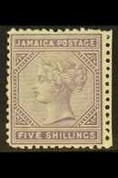 1875 5s Lilac, SG 15, Mint With Part Right Sheet Margin, Couple Of Shorter Perfs. For More Images, Please Visit Http://w - Jamaica (...-1961)