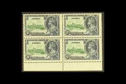 1935 6d Green And Indigo Jubilee, Variety "Extra Flagstaff", SG 116a, In A Mint Bottom Marginal Block Of 4. For More Ima - Jamaica (...-1961)