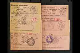 1920's-1930's MONEY ORDERS. An Interesting Collection Of Printed Money Orders (Stampless), Bearing A Wide Ranges Of Vari - Lettland