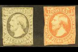 1852-58 10c Grey-black (SG 2, Michel 1d), Unused No Gum, Cut Into The Outer Frame Lines, Creases, And 1sgr Rose (SG 4, M - Altri & Non Classificati