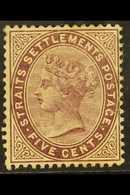 1882 5c Purple Brown, Wmk CC, SG 48, Fine Mint, Toned Gum. For More Images, Please Visit Http://www.sandafayre.com/itemd - Straits Settlements