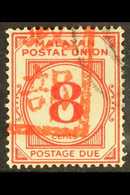 MALACCA\ 1942 8c Scarlet, Straits Settlements Postage Due, With Part "Malacca Chop", SG JD13, Superb Used. Rare Stamp, O - Andere & Zonder Classificatie