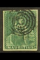 1858-62 (4d) Green Imperf With 4 Clear Margins, SG 27, Fine Used With Target Cancel For More Images, Please Visit Http:/ - Mauritius (...-1967)