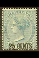 1878 25c On 6d Slate Blue, SG 88, Very Fine Mint. For More Images, Please Visit Http://www.sandafayre.com/itemdetails.as - Maurice (...-1967)