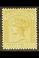 1879 25c Olive Yellow, Wmk CC, SG 97, Superb Mint. For More Images, Please Visit Http://www.sandafayre.com/itemdetails.a - Maurice (...-1967)