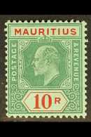 1910 10r Green And Red On Green, Ed VII, SG 195, Very Fine Mint. For More Images, Please Visit Http://www.sandafayre.com - Mauritius (...-1967)