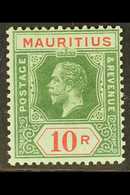 1913 10r Green And Red On Blue Green, On Olive Back, SG 204a, Very Fine Mint. Rare Stamp. For More Images, Please Visit  - Maurice (...-1967)