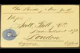 1888 (8 Aug) Cover From Matehuala To London, Bearing 1887 Numeral 5c Ultramarine With Coloured Ruled Lines, Perf 12 (SG  - Mexique