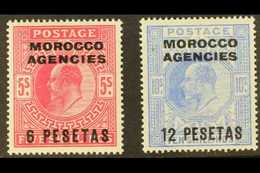 SPANISH CURRENCY 1907-12 KEVII 6p On 5s And 12p On 10s, SG 122/23, Very Fine Mint. (2 Stamps) For More Images, Please Vi - Other & Unclassified