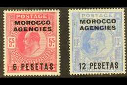 SPANISH CURRENCY 1907-12 KEVII 6p On 5s And 12p On 10s, SG 122/23, Very Fine Mint. (2 Stamps) For More Images, Please Vi - Andere & Zonder Classificatie