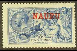 1916-23 10s Deep Bright Blue Seahorse, De La Rue Printing, SG 23d, Mint, Missing Perf At Right, Otherwise Fine. For More - Nauru