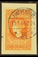 1913 10g Red-orange On Yellow, Mi 92B, Very Fine Used On Small Piece. For More Images, Please Visit Http://www.sandafayr - Other & Unclassified