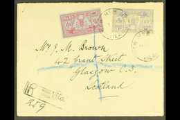 FRENCH 1933 Neat Orient Line Printed Envelope Registered To Scotland, Bearing 1925 50c And 1f Tied New Hebrides Vila Cds - Sonstige & Ohne Zuordnung