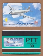 AC - TURK TELECOM PHONECARDS -  VICKERS VISCOUNT 30 CREDITS 19 APRIL 1994 - Avions