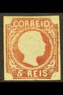 1855 5r Red-brown,Dom Pedro With Straight Hair, Die III, Afinsa 5 (SG 10) Mint Part Original Gum. 2014 Dias Certificate  - Autres & Non Classés