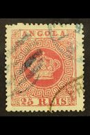 ANGOLA 1875-77 25r Crimson Perf 14, SG 24, Fine Used With Multiple Light Cancels & Apex Photo Certificate For More Image - Autres & Non Classés
