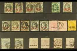 1883-1885 POSTAL FISCAL STAMPS Mostly Used Range On A Stockcard. With 1883 (11mm Overprint) 1d Black (4, Including A Pai - Ste Lucie (...-1978)