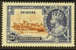 1935 2½d Brown And Deep Blue Silver Jubilee With DOT TO LEFT OF CHAPEL Variety, SG 111g, Very Fine Mint. For More Images - St.Lucia (...-1978)