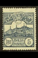 1903 5L Steel Blue Mt Titano (SG 51, Sass 45, Scott 75) Fine Mint. For More Images, Please Visit Http://www.sandafayre.c - Other & Unclassified