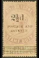 1897 2½d On 1s Dull Lilac, Variety "italic N In Revenue", SG 66a, Unused With Suffused Colour, See After SG 71, Unused.  - Sierra Leone (...-1960)