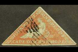 CAPE 1853 1d Pale Brick-red, On Deeply Blued Paper, SG 1, Fine Used, Three Margins, Cat.£450. For More Images, Please Vi - Non Classés