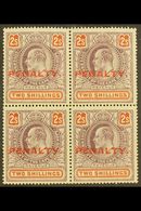 CAPE OF GOOD HOPE REVENUE - 1911 2s Purple & Orange, Ovptd "PENALTY" In A BLOCK OF FOUR, Barefoot 4, Never Hinged Mint,  - Unclassified