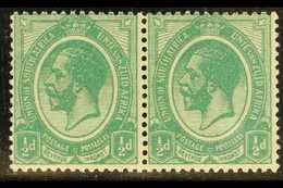 1913-24 ½d DARK MOSSY GREEN, Horizontal Pair, SACC 2e, Never Hinged Mint, Certificate Accompanies. Rare & Distinct Shade - Unclassified