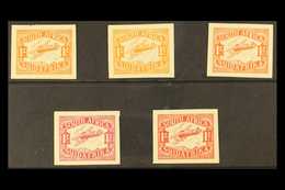 1929 1s Airmail IMPERFORATE COLOUR TRIALS Printed On The Back Of Obsolete Government Land Charts - The Complete Set Of F - Unclassified