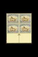 1933-48 1s Sepia-brown & Grey-blue, Issue 4, Lower Marginal, (brown) ARROW BLOCK OF 4 , SG 62, Never Hinged Mint. For Mo - Unclassified