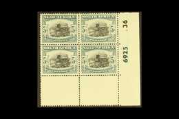 1947-54 5s Black & Pale Blue-green, CYLINDER "6925 36" Block Of 4 With "RAIN" FLAW On Lower Pair, SG 122, Hinged In Marg - Unclassified