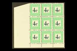 POSTAGE DUES 1971 4c Perf.14, Corner BLOCK Of 9, Rough Perfs, SG D74, Never Hinged Mint. For More Images, Please Visit H - Unclassified