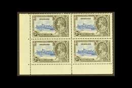 1935 2d Ultramarine And Grey Black Jubilee, Variety "Extra Flagstaff", SG 22a, In A Mint Corner Block Of 4 With Normals. - Swasiland (...-1967)