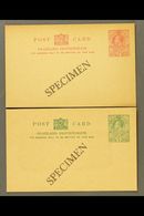 POSTAL STATIONERY 1932-5 KGV  ½d Green & 1d Carmine Postcards, H&G 1/2, Both Unused With "SPECIMEN" Overprints (2). For  - Swasiland (...-1967)