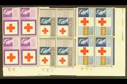 1963 RED CROSS PHOSPHOR CYLINDER BLOCKS. Red Cross Centenary Phosphor Set (SG 642p/44p) In CYLINDER NUMBER BLOCKS OF FOU - Other & Unclassified