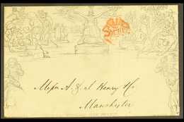 1841 MULREADY ENVELOPE. (Jan 12th) 1d Envelope, (A153) Forme 2, Printed In Black With Red Maltese Cross Cancel To Front, - Other & Unclassified