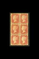 1864-79 1d Red Plate 198, Mint Vertical Block Of Six, Three Are Never Hinged. For More Images, Please Visit Http://www.s - Andere & Zonder Classificatie