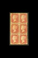 1864-79 1d Red Plate 198, Mint Vertical Block Of Six, Three Are Never Hinged. For More Images, Please Visit Http://www.s - Sonstige & Ohne Zuordnung