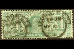 1902-10 £1 Dull Blue Green, SG 266, Good Used With Twin London Hooded Circle Cancels & Small Faults For More Images, Ple - Unclassified