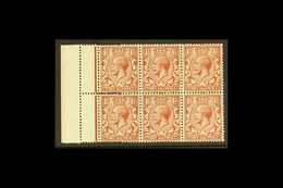 1924-26 1½d Red-brown, Wmk Block Cypher, left Margin Block Of 6 With DOUBLE PERFORATION ERROR At Left, SG 420, Horizonta - Unclassified