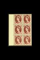 1952-54 TUDOR CROWN MULTIPLE 11d Brown Purple, SG 528, Never Hinged Mint Marginal Block Of 6 (6 Stamps) For More Images, - Other & Unclassified