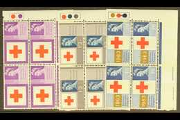 1963 RED CROSS BLOCKS. Red Cross Normal & Phosphor Complete Sets, SG 642/44 & SG 642p/44p, Never Hinged Mint 'Traffic Li - Other & Unclassified
