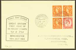 1963 (15th July) Definitive 3 X ½d Plus 2½d Se-tenant Pane (ex 2s Holiday Booklet) On Cacheted Cover, Winchester Cds. Fo - FDC