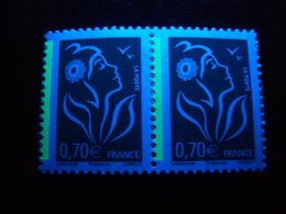 VARIETE: 0,70€ Lamouche 3967 En Paire Avec Bande Phosphore A Gauche Au Lieu De Droite - Unused Stamps