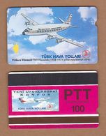 AC - TURK TELECOM PHONECARDS -  VICKERS VISCOUNT 100 CREDITS 19 APRIL 1994 - Avions