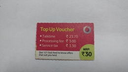 India-top Up Voucher Card-(37h)-(rs.30)-(bangalore)-(6/2015)-used Card+1 Card Prepiad Free - Inde