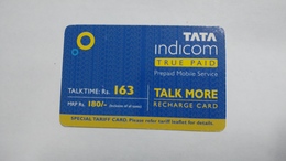 India-top Up-tata Indicom Card-(38r)-(rs.163)-(new Delhi)-(90day After)-used Card+1 Card Prepiad Free - Indien