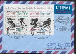 GERMANY - FOGLIETTO SAPPORO 1972 SU BUSTA - ANNULLO SPECIALE 01.05.1998 - Winter 1972: Sapporo