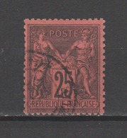 FRANCE / 1876-1898 / Y&T N° 91a : Sage Type II 25c Bistre Noir Sur Rouge Foncé - Choisi - Cachet Rond - 1876-1898 Sage (Type II)