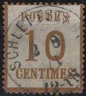 FRANCE Alsace Lorraine Occupation N°5, 10c Bistre Brun Renversé Oblitéré Cachet Allemand De Schlettstadt En Noir - Andere & Zonder Classificatie