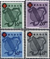 Franz. Zone-Baden 42A-45A (complete Issue) With Hinge 1949 Red Cross - Franse Zone